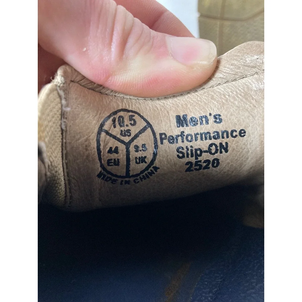 West Marine Performance Slip-On Men‎ 10.5 Tan Leather Mesh Boat Shoes 2520